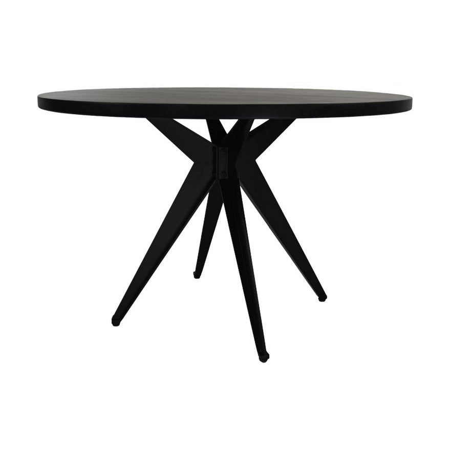 Eettafel Fleur ø140x76 - Zwart - Mangohout/metaal
