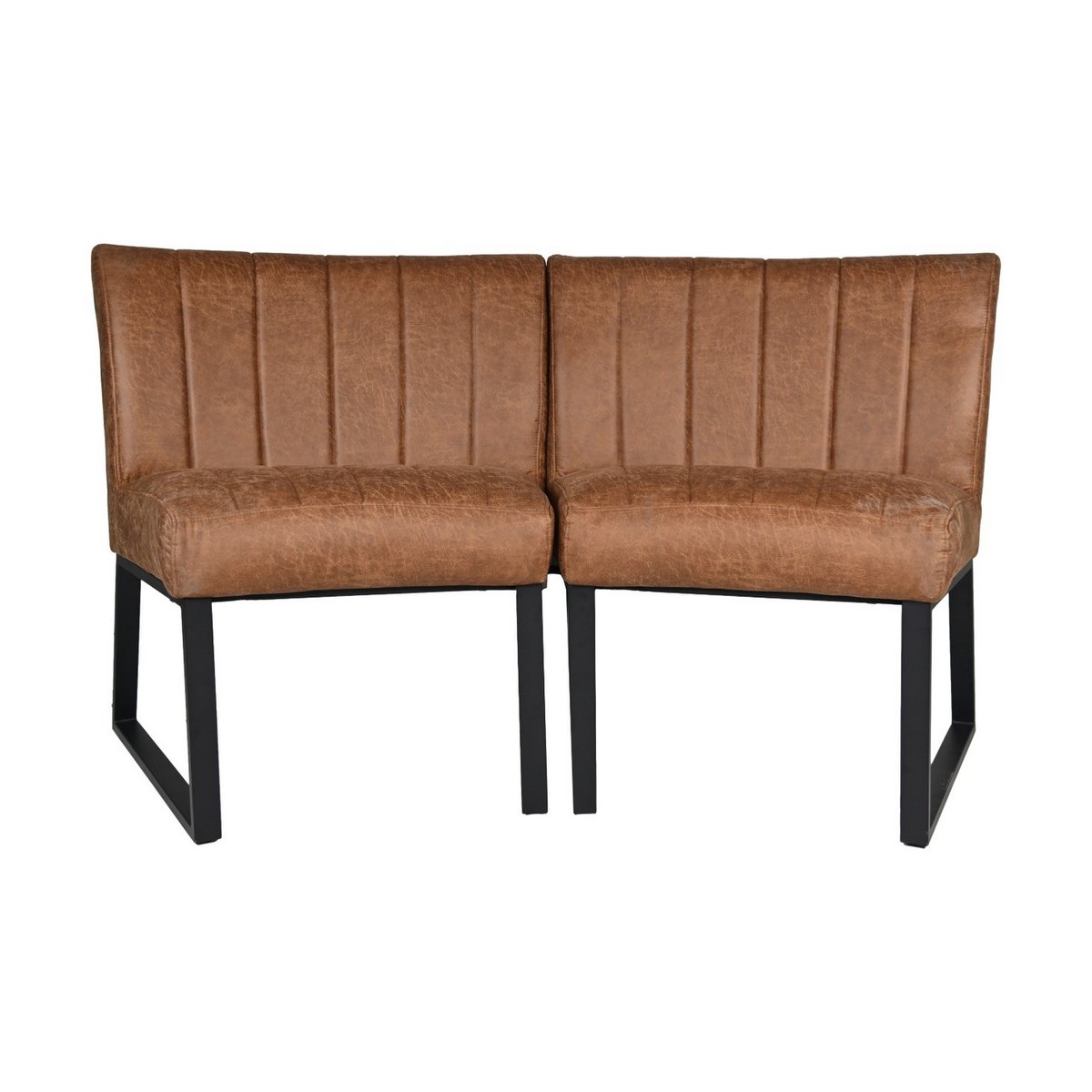 Eetkamerbank Texas Leer - Cognac/Zwart