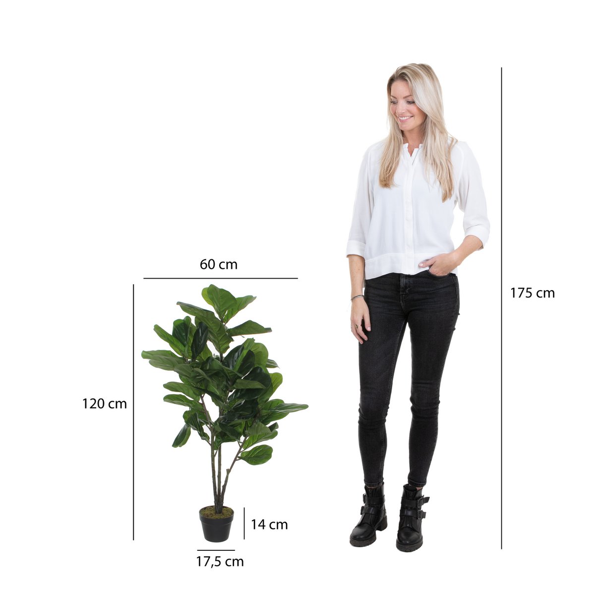 Ficus Lyrata Kunstplant - H120 x Ø60 cm